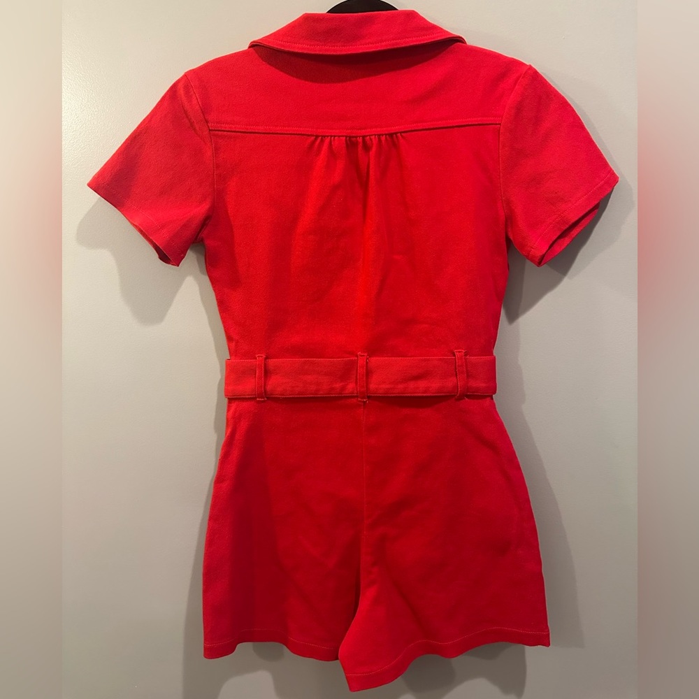 Day + Moon Zip-Up Belted Romper Red Size S - Picture 4 of 6